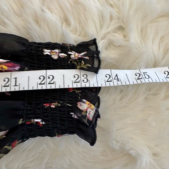 Madewell Floral Backyard Blooms Smocked Mockneck Sheer Top XS - Picture 13 of 14